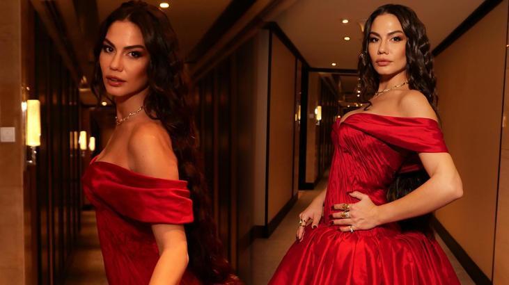 Demet Özdemir kırmızılar içinde! Yeni pozlarına beğeni yağmuru