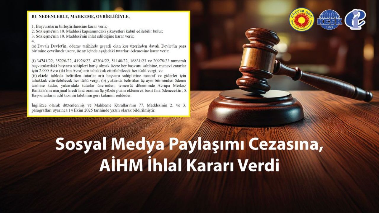 AİHM’den Emsal Karar: Sosyal Medya Paylaşımı Nedeniyle Verilen Cezada İfade Özgürlüğü İhlali