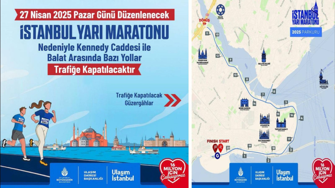İstanbul Maratonu için bazı yollar trafiğe kapatıldı İstanbul Maratonu için bazı yollar trafiğe kapatıldı
