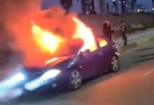 Adana’da Seyir Halindeki Otomobil Alev Alev Yandı