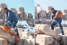 Türkücü Aydın Aydın, Nemrut Dağı’ndaki tarihi esere zarar