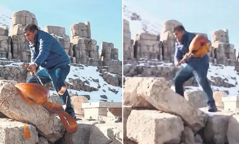 Türkücü Aydın Aydın, Nemrut Dağı’ndaki tarihi esere zarar
